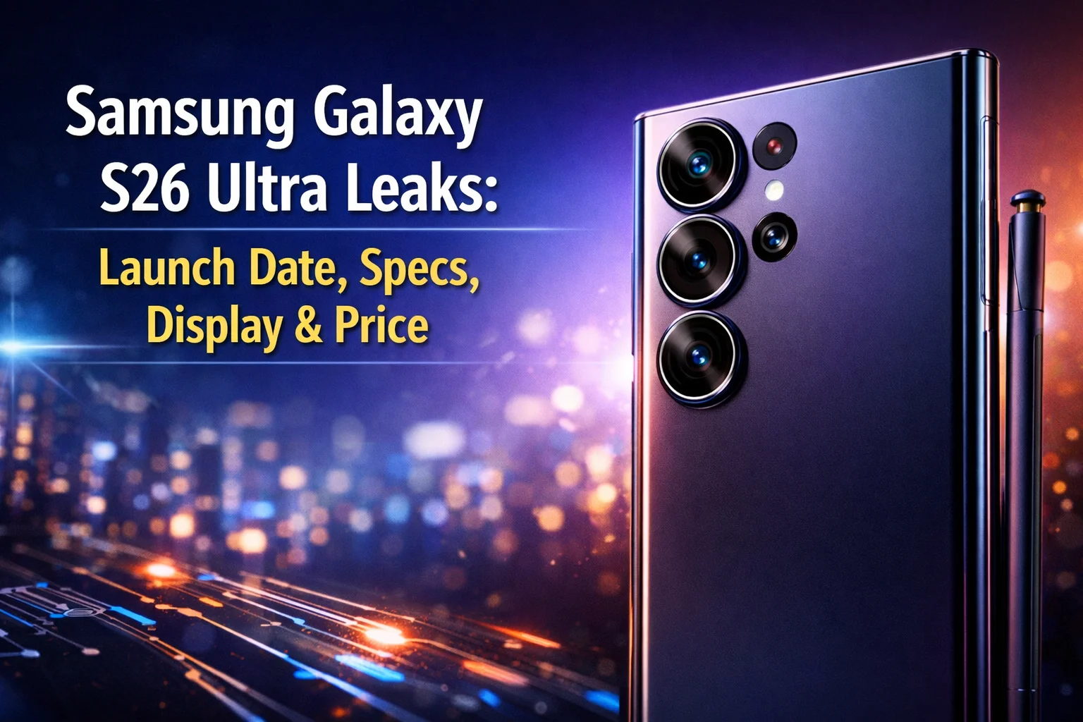 Samsung Galaxy S26 Ultra leaks showing launch date, specs, display technology and expected price