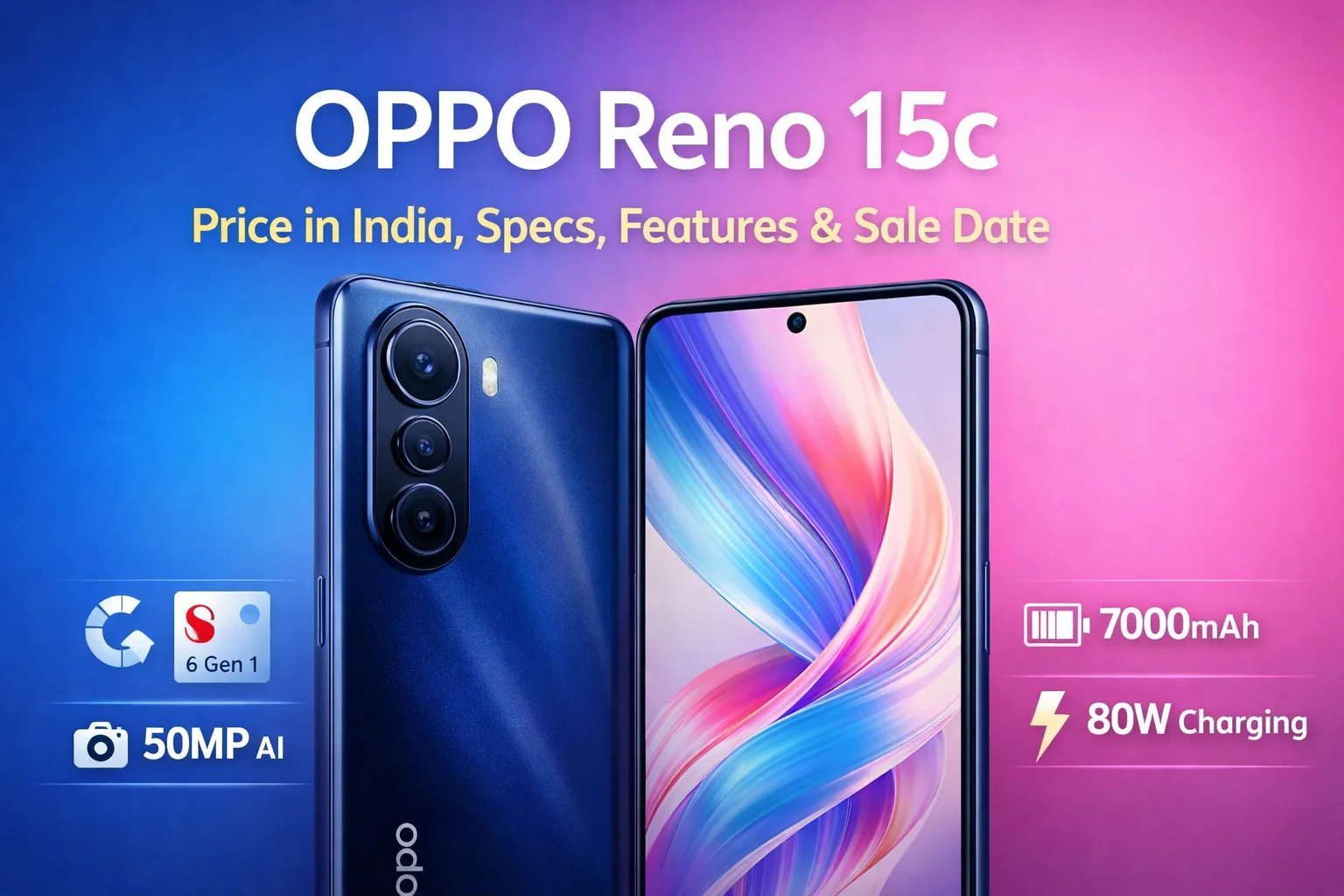 OPPO Reno 15c smartphone with price in India, specifications, features and sale date