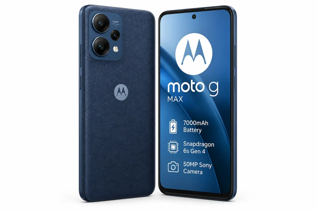 Moto G Max smartphone front and rear design with 7000mAh battery and 50MP Sony camera