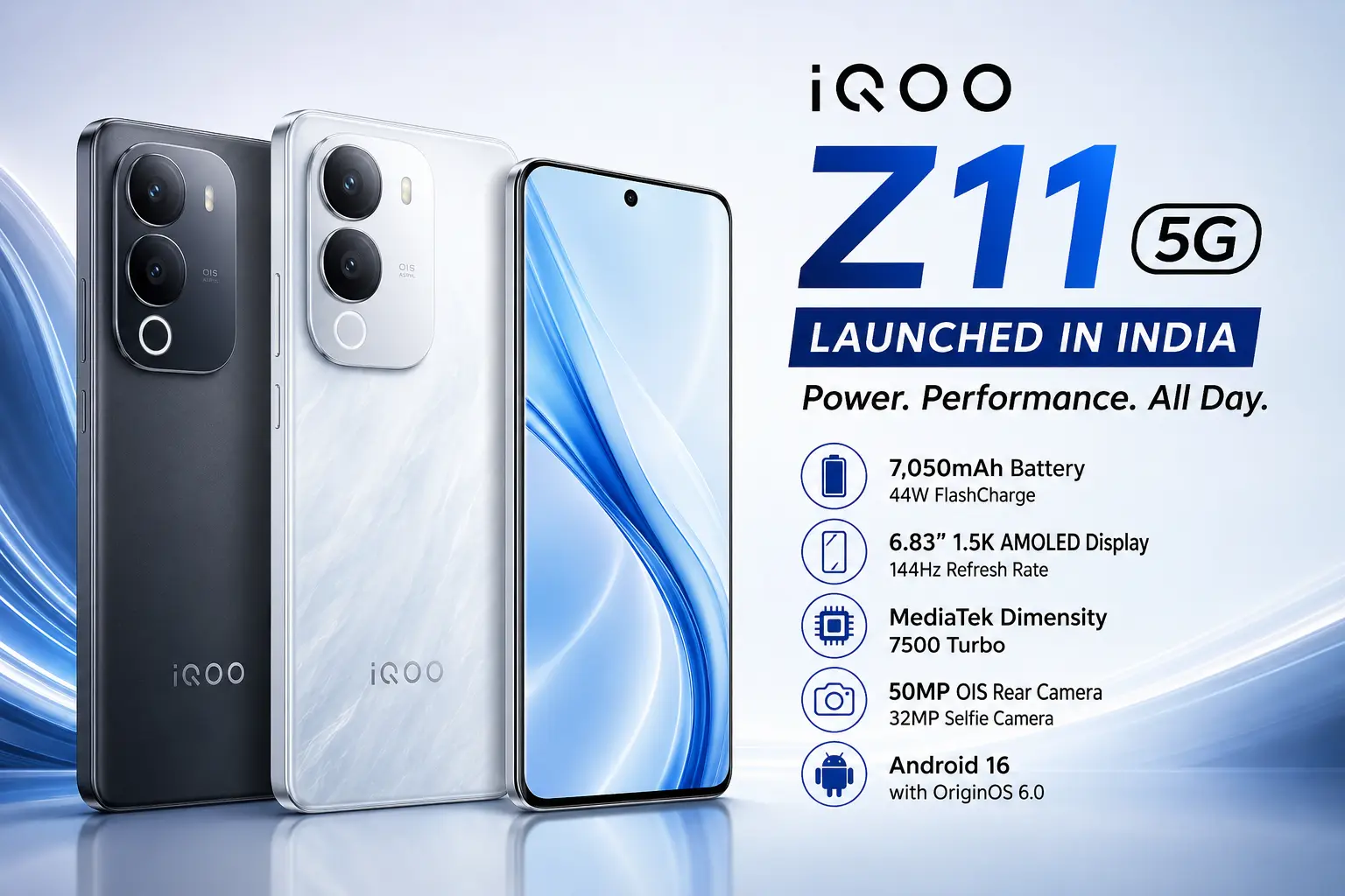 iQOO Z11 5G launched in India with 144Hz AMOLED display, 7,050mAh battery and 50MP OIS camera
