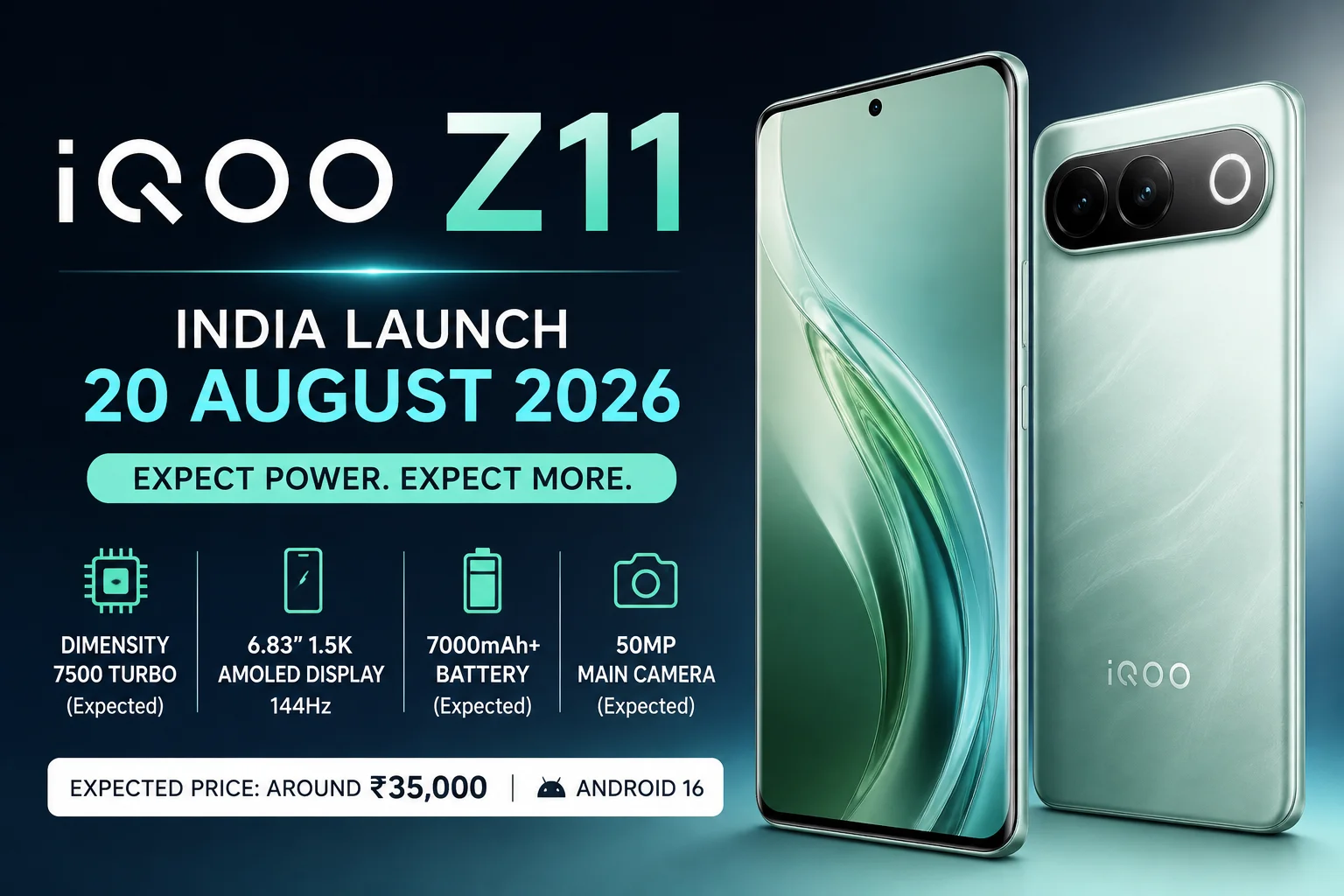 iQOO Z11 India launch date with front and rear smartphone design